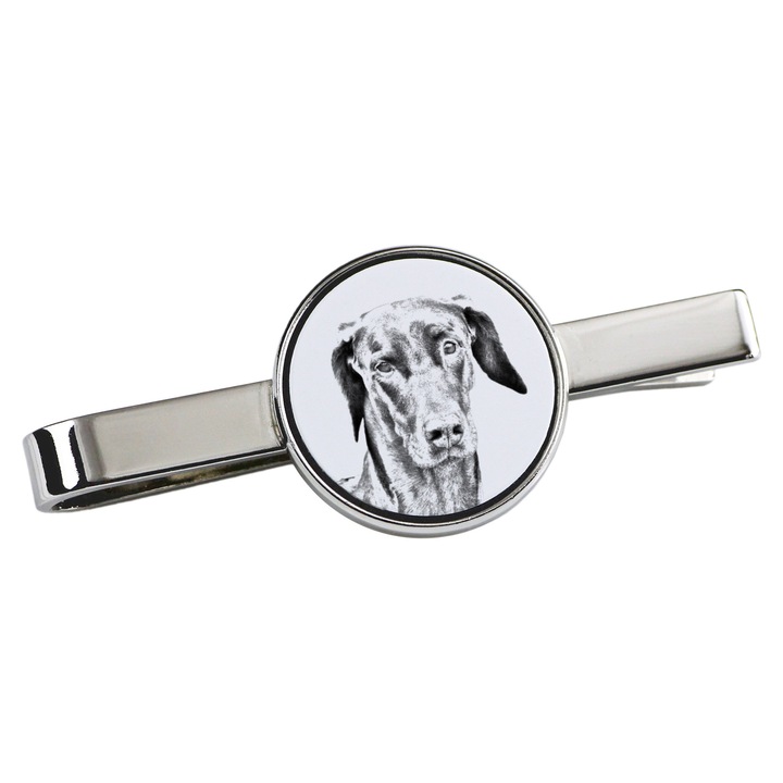 Nyakkendőcsipesz, Art-Dog, kutya mintás, 5x2cm, fém, ezüst