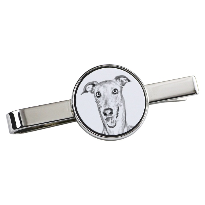 Nyakkendőcsipesz, Art-Dog, kutya mintás, 5x2cm, fém, ezüst