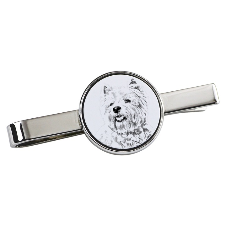 Nyakkendőtű, Art-Dog, kutya modell, 5x2cm, fém, ezüst