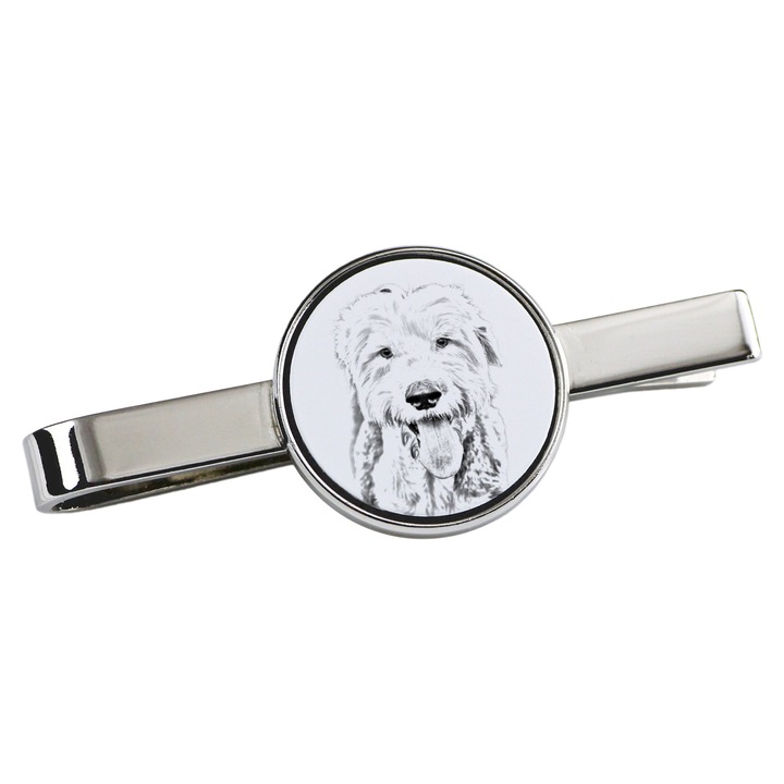 Nyakkendőtű, Art-Dog, kutya mintás, 5x2cm, fém, ezüst