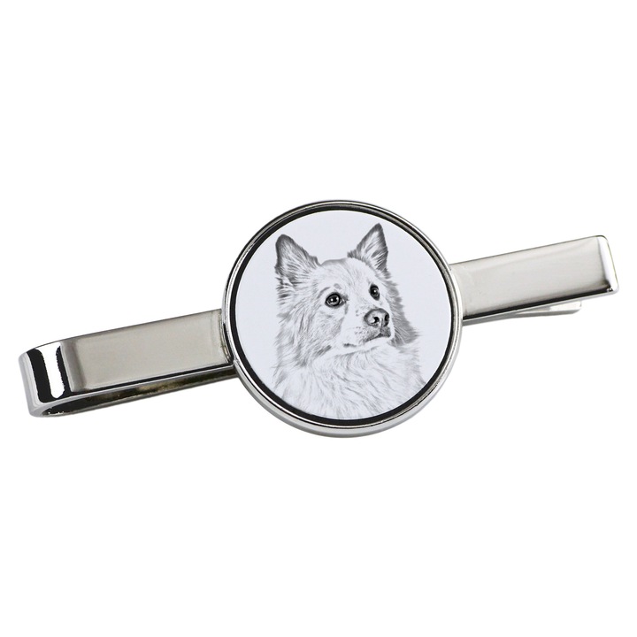 Nyakkendőtű, Art-Dog, kutya mintás, 5x2cm, fém, ezüst