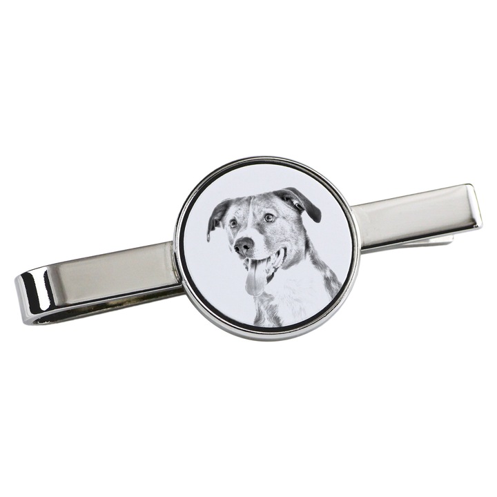 Nyakkendőcsipesz, Art-Dog, kutya mintás, 5x2cm, fém, ezüst