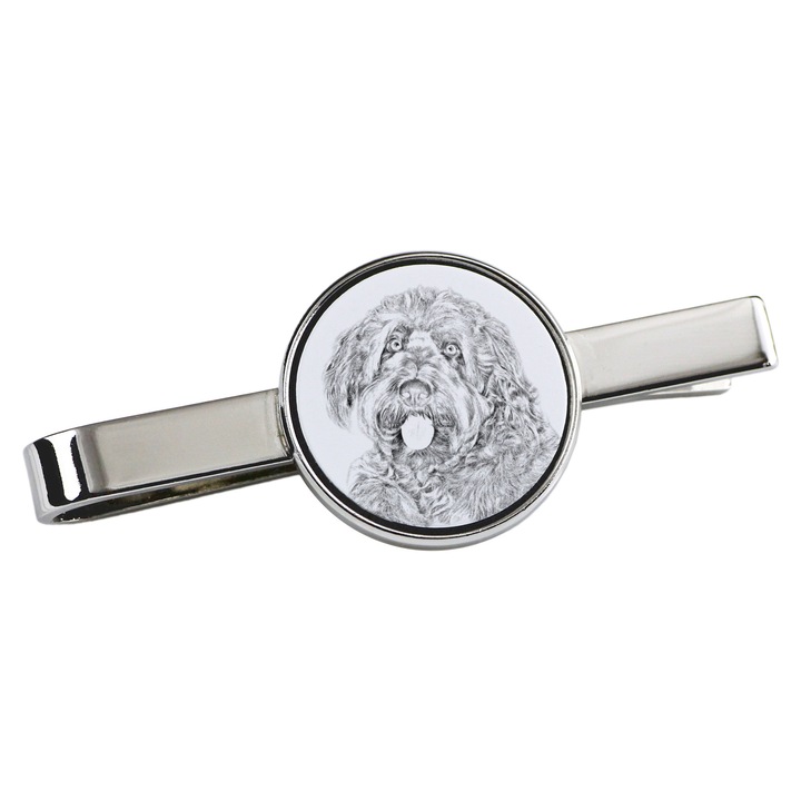 Nyakkendőtű, Art-Dog, kutya mintás, 5x2cm, fém, ezüst