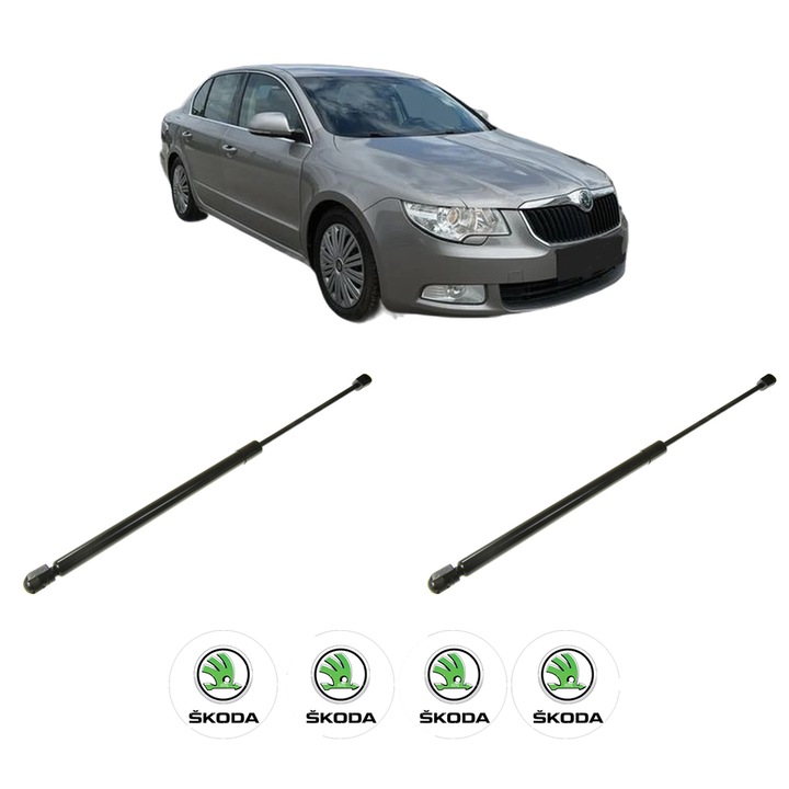 Set amortizoare portbagaj haion pentru SKODA SUPERB II (3T4) din 2008-2015, 2 bucati, KROSNO, 4 stickere auto SKODA