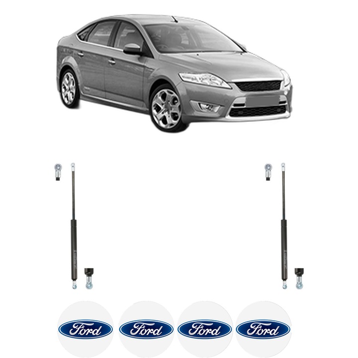 Set amortizoare portbagaj haion pentru FORD MONDEO IV Saloon (BA7) din 2007-2015, 2 bucati, KROSNO, 4 stickere auto FORD