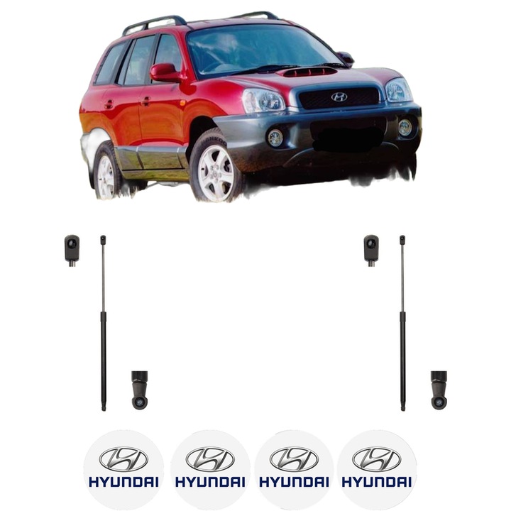 Set amortizoare portbagaj haion pentru HYUNDAI SANTA FÉ I (SM) din 2001-2006, 2 bucati, MAGNUM TECHNOLOGY, 4 stickere auto HYUNDAI