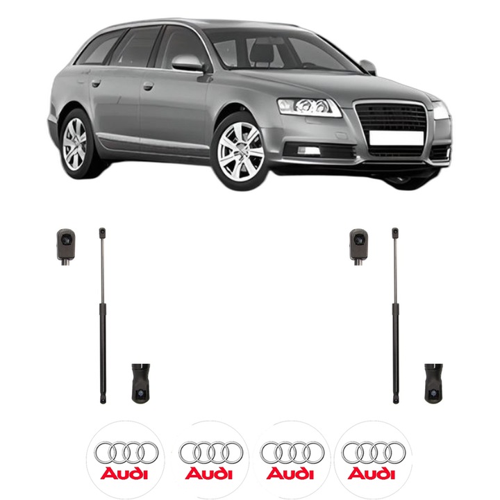 Set amortizoare portbagaj haion pentru AUDI A6 C6 Avant (4F5) din 2004-2011, 2 bucati, MAGNUM TECHNOLOGY, 4 stickere auto AUDI