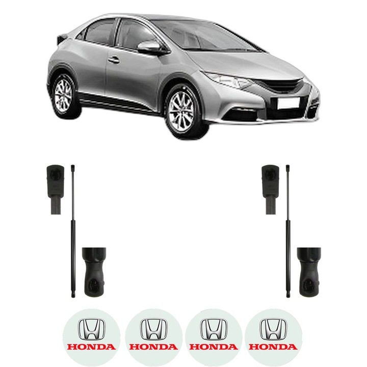 Csomagtérajtó teleszkóp készlet HONDA CIVIC IX (FK) 2012-2016 modellekhez, 2 darab, MAGNUM TECHNOLOGY, 4 db HONDA autós matrica