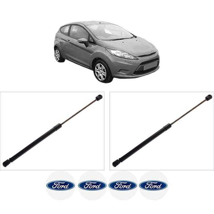 Set amortizoare portbagaj haion pentru FORD FIESTA VI (CB1, CCN) din 2008-2018, 2 bucati, KROSNO, 4 stickere auto FORD
