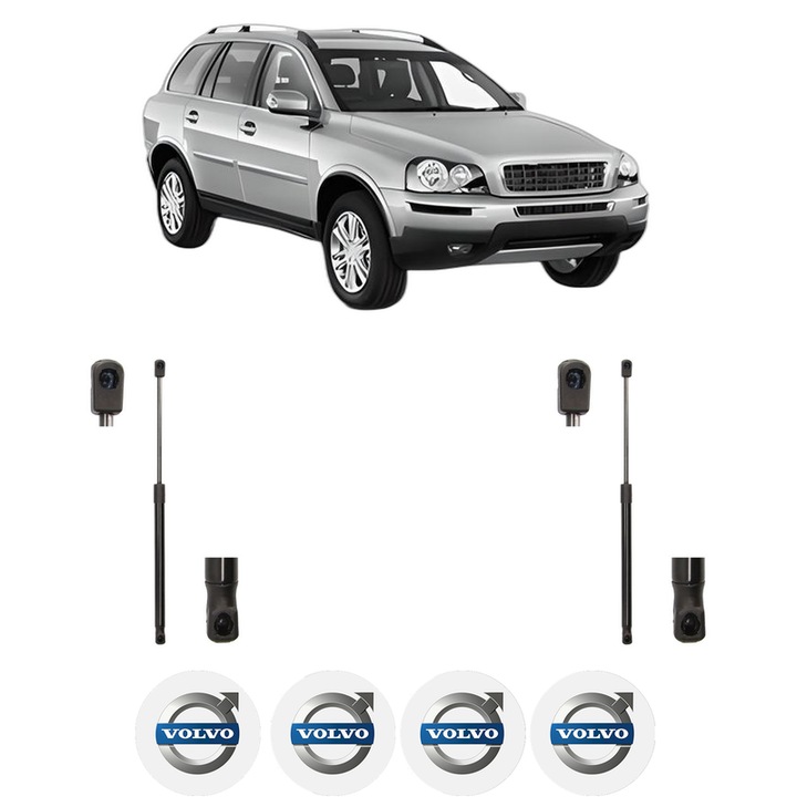 Set amortizoare portbagaj haion pentru VOLVO XC90 I (275) din 2002-2014, 2 bucati, MAGNUM TECHNOLOGY, 4 stickere auto VOLVO