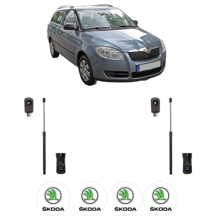 Csomagtérajtó teleszkóp készlet SKODA FABIA II Combi (545) 2007-2014, 2 darab, MAGNUM TECHNOLOGY, 4 SKODA autós matrica