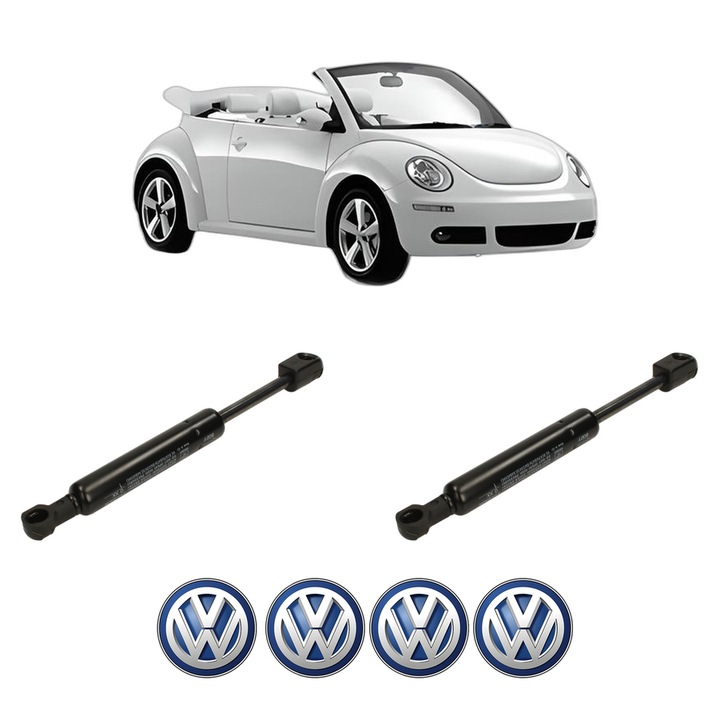 Set amortizoare portbagaj haion pentru Volkswagen NEW BEETLE Convertible (1Y7) din 2002-2010, 2 bucati, KROSNO, 4 stickere auto Volkswagen