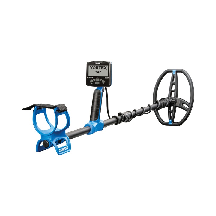 Detector de metale Garrett Vortex VX7, multifrecvență, submersibil, 62.86x144.14cm, greutate 1.38kg