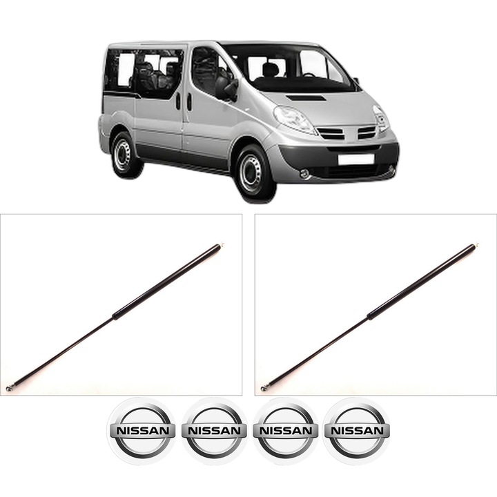 Set amortizoare portbagaj haion pentru NISSAN PRIMASTAR Bus (X83) din 2001-2006, 2 bucati, KROSNO, 4 stickere auto NISSAN