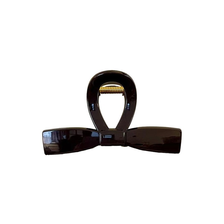 Clama de par cu funda maro ciocolata, 10cm, design elegant, din acril, pentru toate tipurile de par