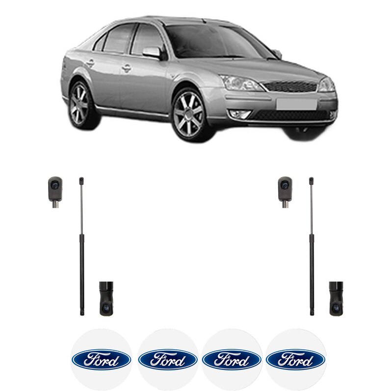 Set amortizoare portbagaj haion pentru FORD MONDEO III (B5Y) din 2000-2007, 2 bucati, MAGNUM TECHNOLOGY, 4 stickere auto FORD
