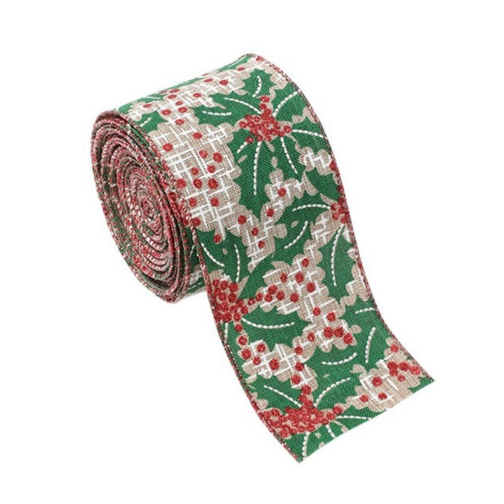 Panglica Decorativa pentru Craciun, 200 x 6.3 cm, Decor festiv, Design simplu