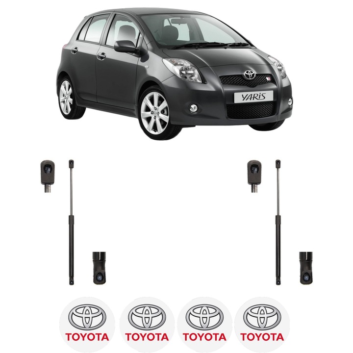 Csomagtérajtó teleszkóp szett TOYOTA YARIS (_P9_) 2005-2014, 2 darab, MAGNUM TECHNOLOGY, 4 db TOYOTA autós matrica