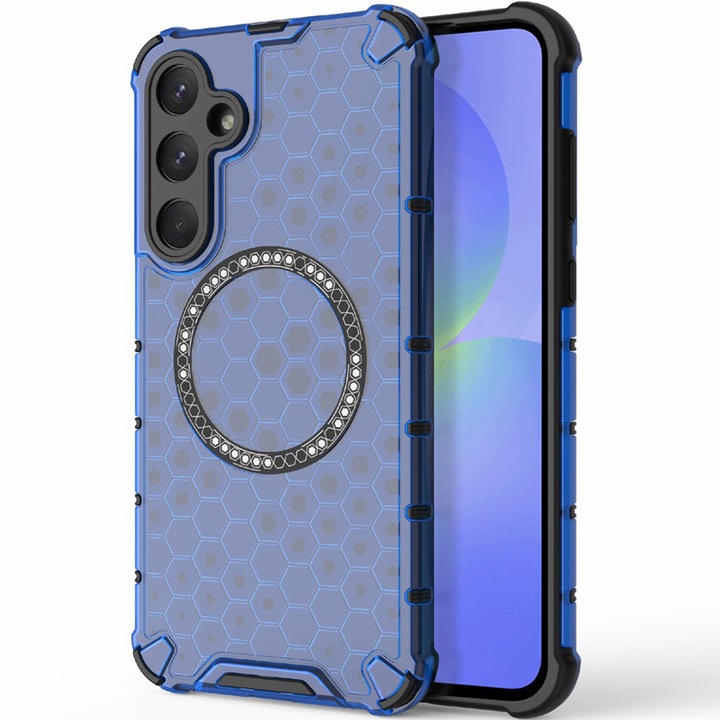 Husa pentru Samsung Galaxy A36 5G, HoneyComb Shield MagSafe, S75, Metal, Blue