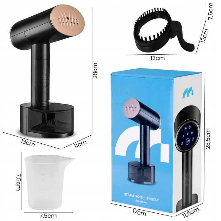 Fier de calcat cu abur Maltec HDS8000W, 2000W, 3 niveluri abur, ceramica, set accesorii