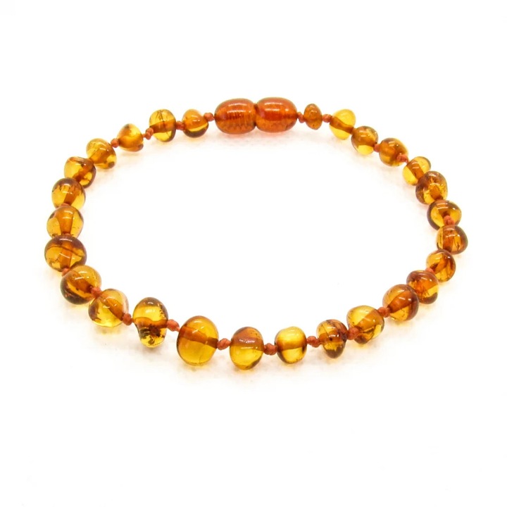 Bratara chihlimbar copii / bebe pentru perioada dentitie Baroque, Druzy, m1, 12 cm