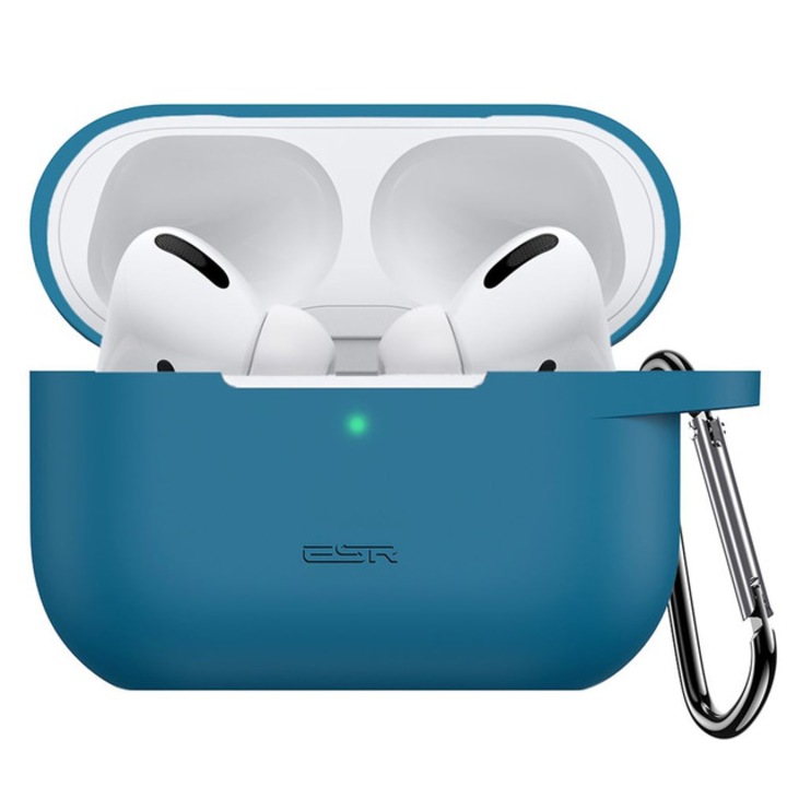 Carcasa ESR Bounce Series pentru AirPods Pro, albastra, cu suport pentru cablu Lightning, set cu manere metalice de transport
