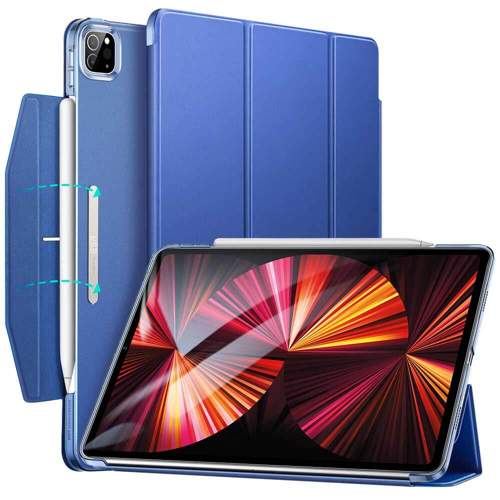 Husa tableta ESR Ascend Trifold cu clapeta, albastru inchis, pentru iPad Pro 11 2021/2022, subtire, cu functie automata de activare/dezactivare.