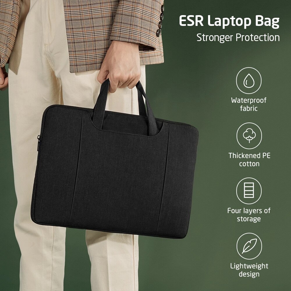 Geanta laptop ESR Light Travel 15,6", neagra, impermeabila, cu compartimente suplimentare