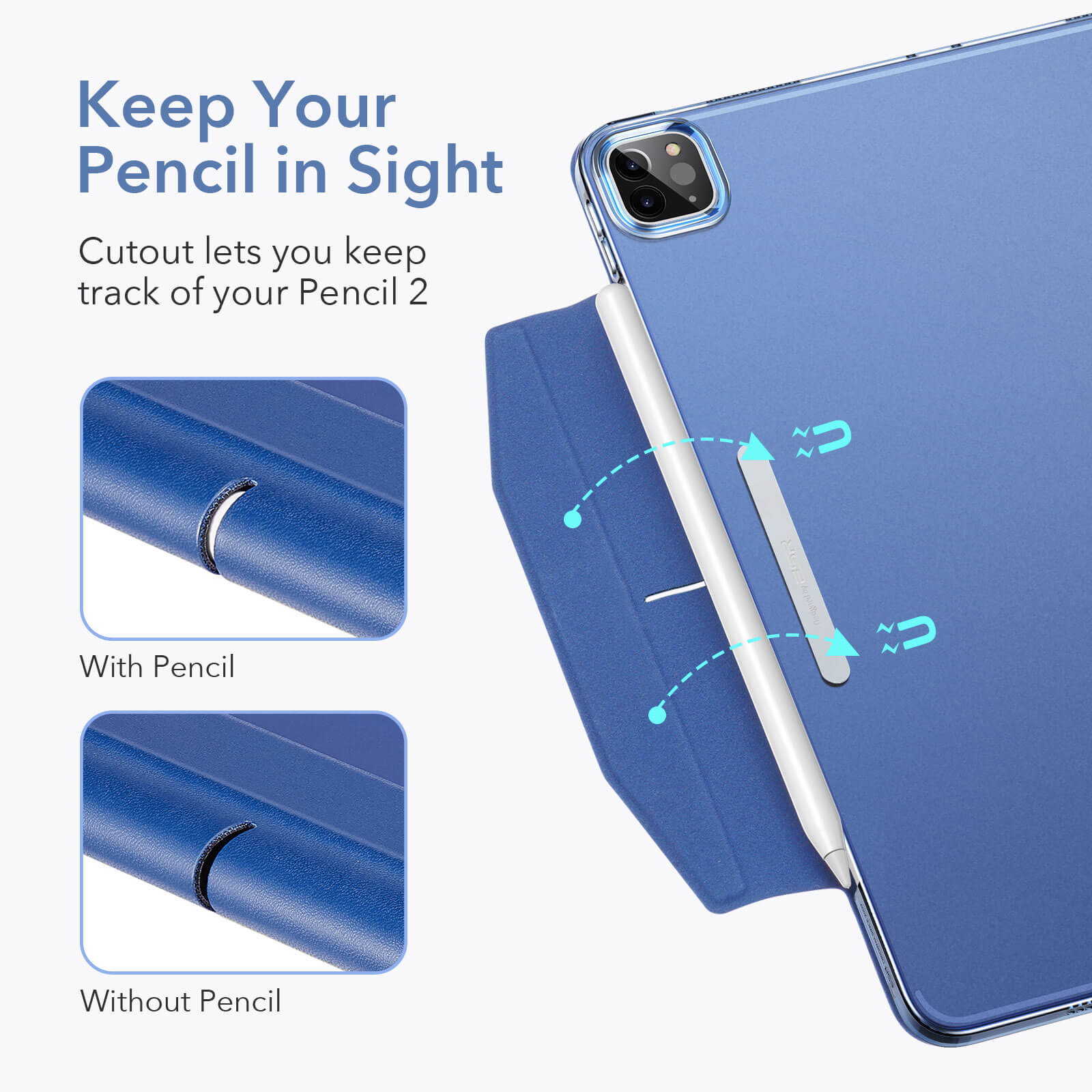 Husa tableta ESR Ascend Trifold cu clapeta, albastru inchis, pentru iPad Pro 11 2021/2022, subtire, cu functie automata de activare/dezactivare.