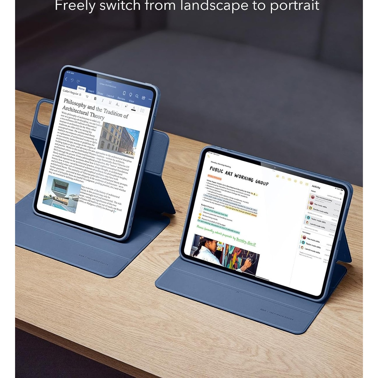 Husa tableta, ESR, albastra, pentru iPad Pro 11 2024, 3 in 1