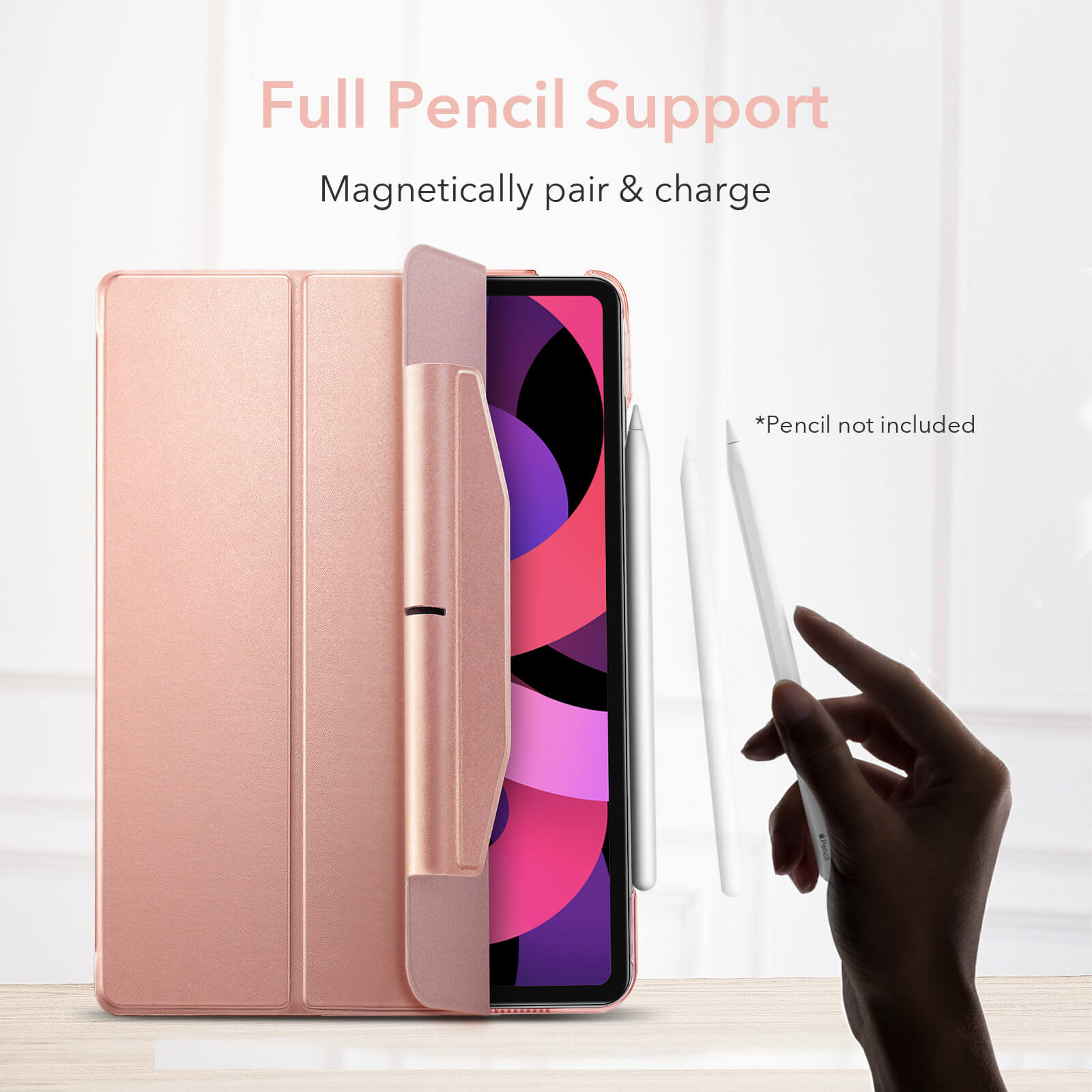Husa tableta ESR Yippee Trifold cu inchidere, roz aurie, pentru iPad Air 4/5/Air 11