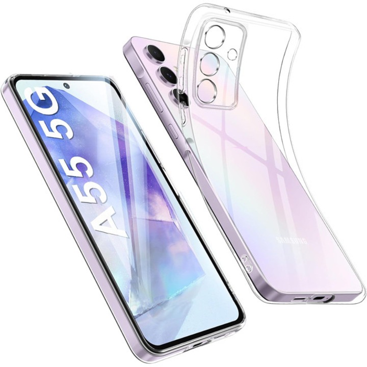 Калъф за телефон Orso за Samsung Galaxy A55 5G, прозрачен, 0.6мм, защита на гърба, 1мм ръб за камерата