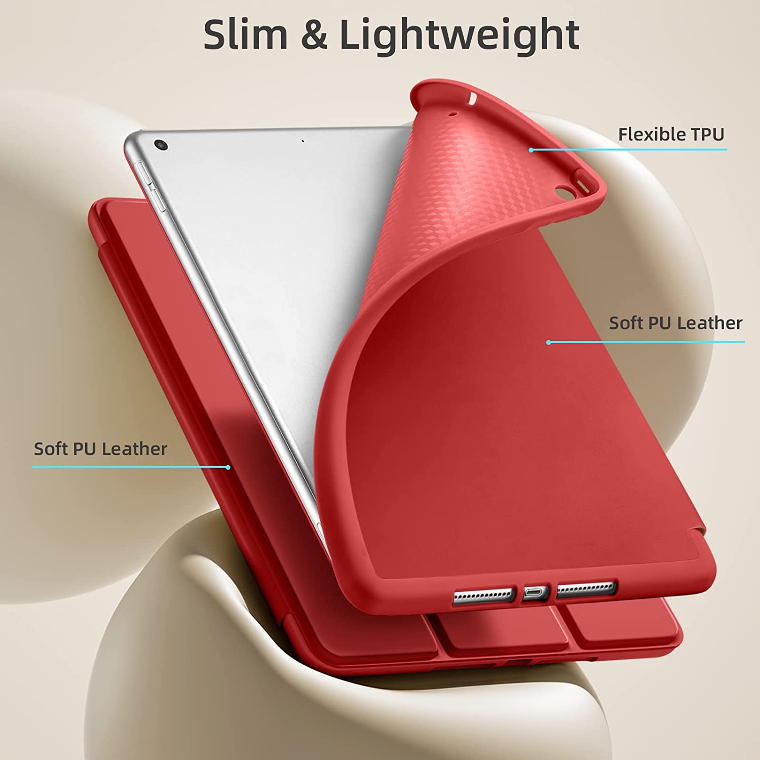 Husa tableta Orso, pentru iPad Air/Air 2, flexibila, rosie, cu suport pentru creion