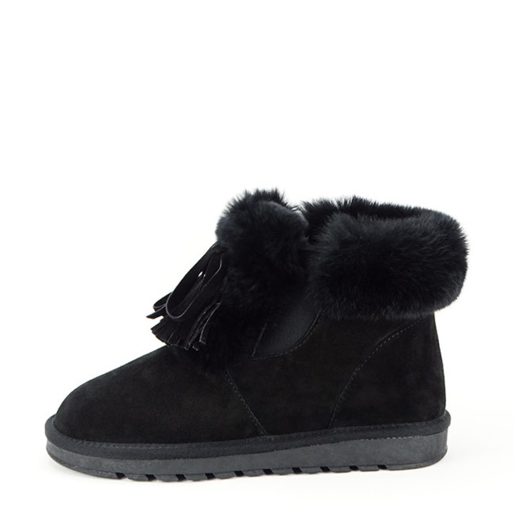 Ghete din piele naturala negre cu blanita 603 114 14115, Negru