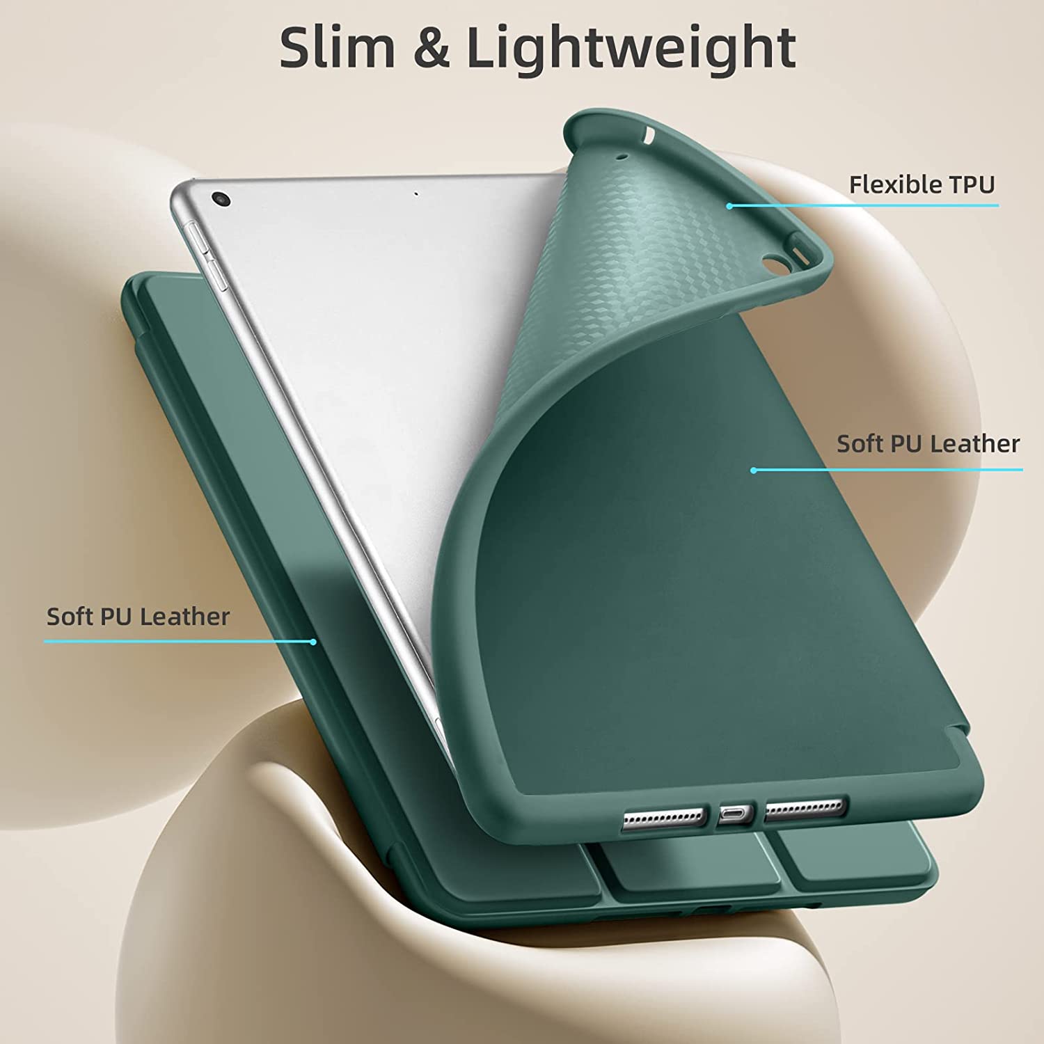 Husa tableta Orso, flexibila, TPU cu suport pentru creion, gri lavanda, pentru iPad Air/Air 2