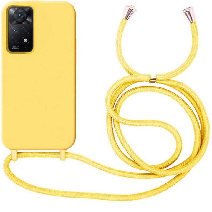 Husa telefon Orso pentru Xiaomi Redmi Note 11 Pro 4G/5G, silicon, galben, cu cordon