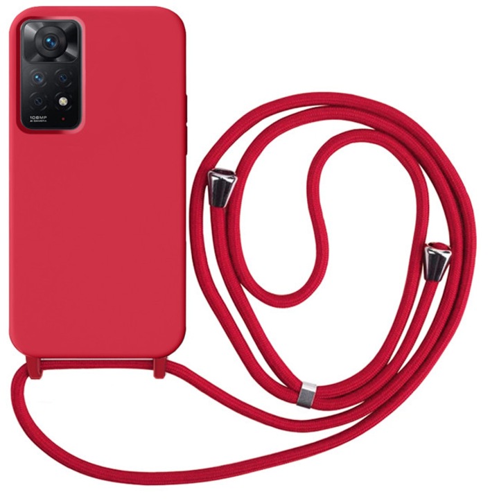 Husa telefon Orso pentru Xiaomi Redmi Note 11 Pro 4G/5G, silicon, rosie, cu cordon