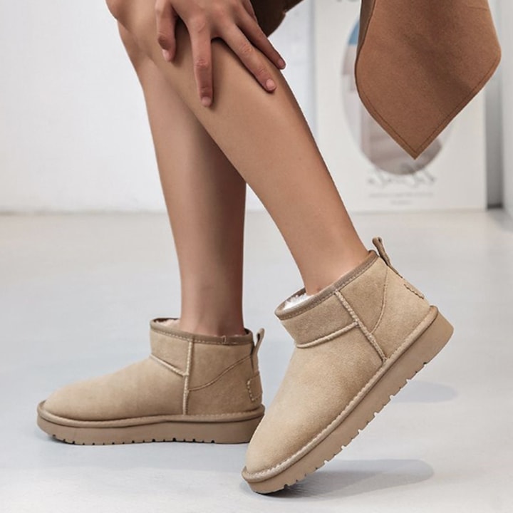 Боти бежови от естествена кожа JB1966 111 16218, Бежов