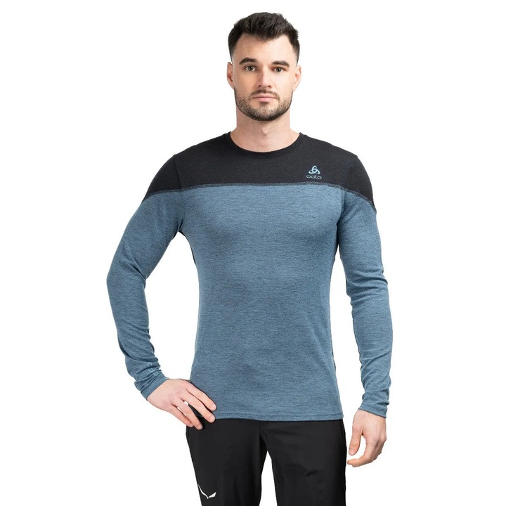 Bluza sport Odlo, bleumarin, lana