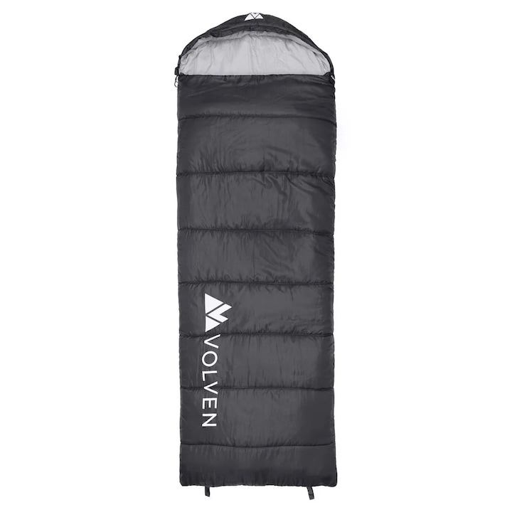 Спален чувал VOLVEN Camper 220x75см, синтетичен, устойчив на влага, с качулка, за температури до 15°C