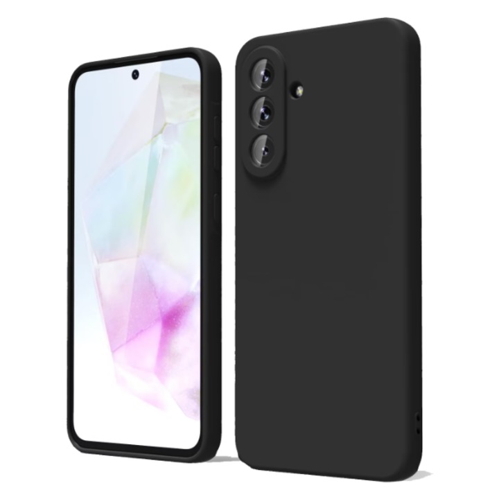 Husa telefon compatibila cu Samsung Galaxy A36, Anti-Soc, Protectie camera, Microfibra interior ( catifea ), Margini Ridicate pentru Protectia Ecranului, Negru