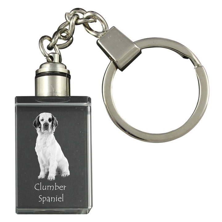 Kristály kulcstartók, Art-Dog, Clumber spániel, világító, 20x30x15mm