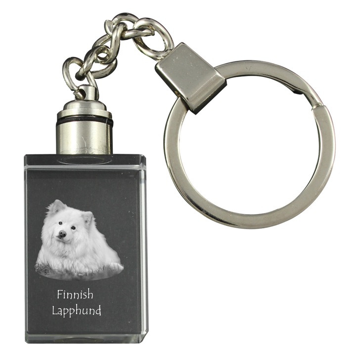 Kristály kulcstartó, Art-Dog, világító, kutya fotóval