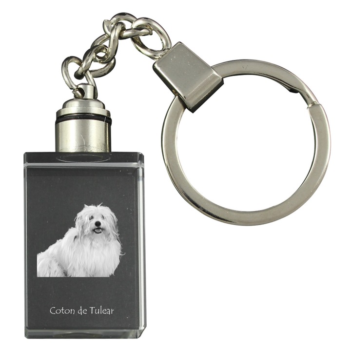 Kulcstartók, Art-Dog, kristályos kulcstartó, kutya kép, 20x30x15mm, világító