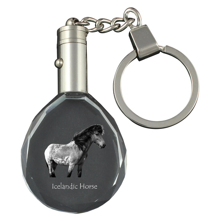 Kristályos kulcstartó, Art-Dog, személyre szabással, világítással, 40x35x10mm