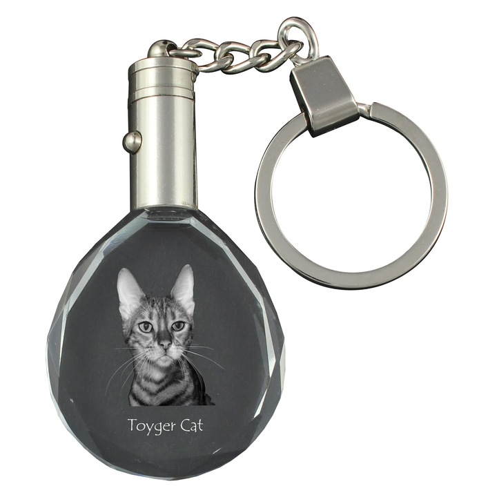 Breloc cu cristale, Art-Dog, breloc cu pisica, iluminare, 40x35x10mm, set cadou