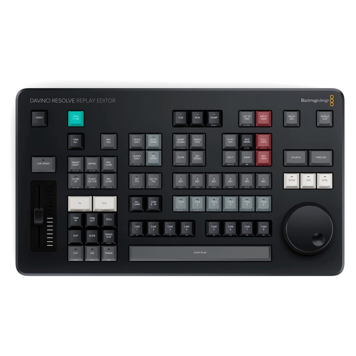 DaVinci Resolve Replay Editor hardver vezérlőpanel, 73 gomb, fekete, 380x214x44mm