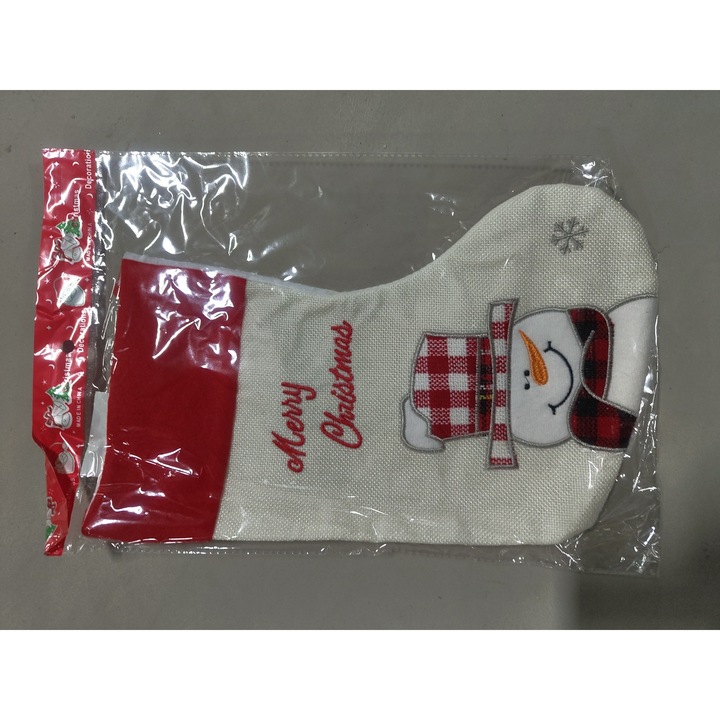 Ciorap Cadouri, culoare alba, imprimeu Mos Craciun, marimea 16x30 cm