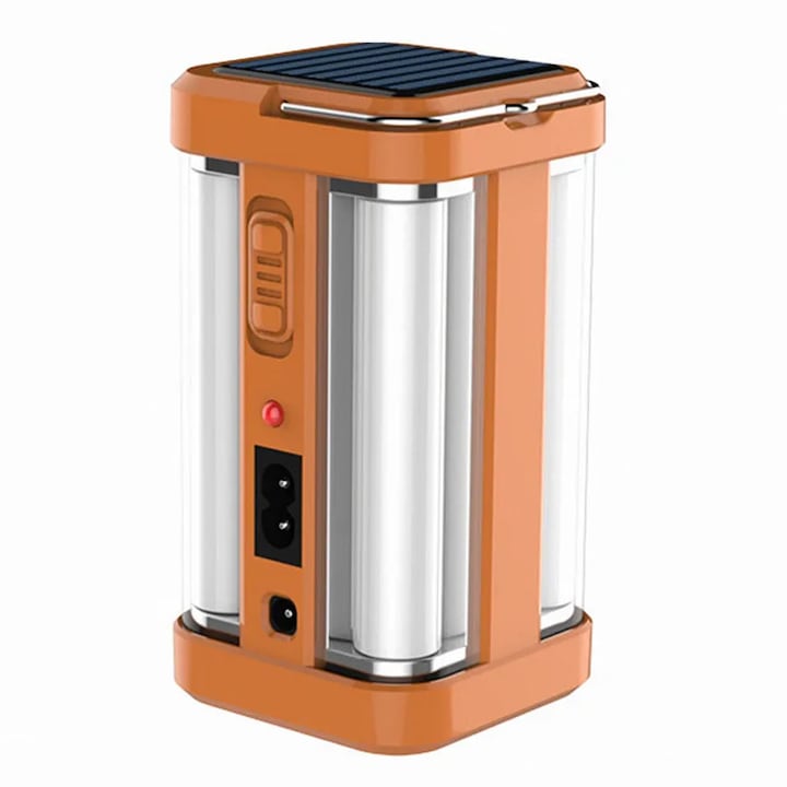 Фенер с LED за къмпинг, преносим, акумулаторен, соларен, за аварийно осветление, 20x5см