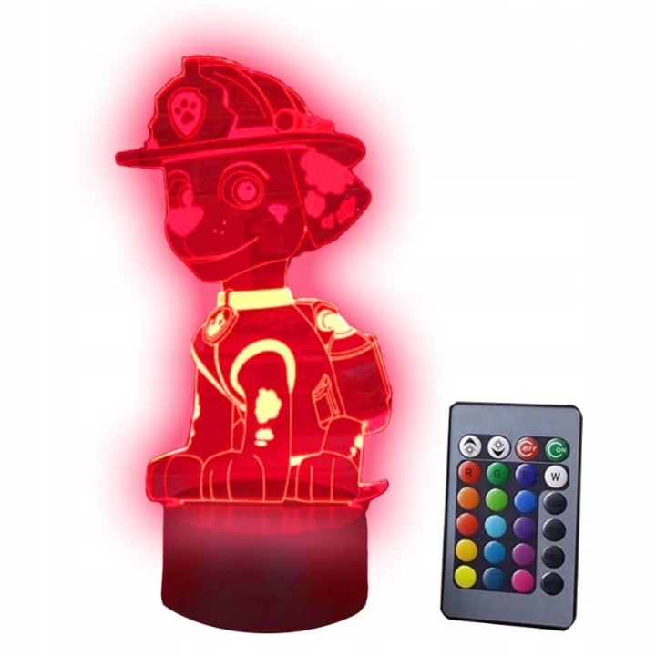 Лампа 3D LED HLO, Пес Патрул Маршал, многоцветна, 16x12x4см, USB кабел